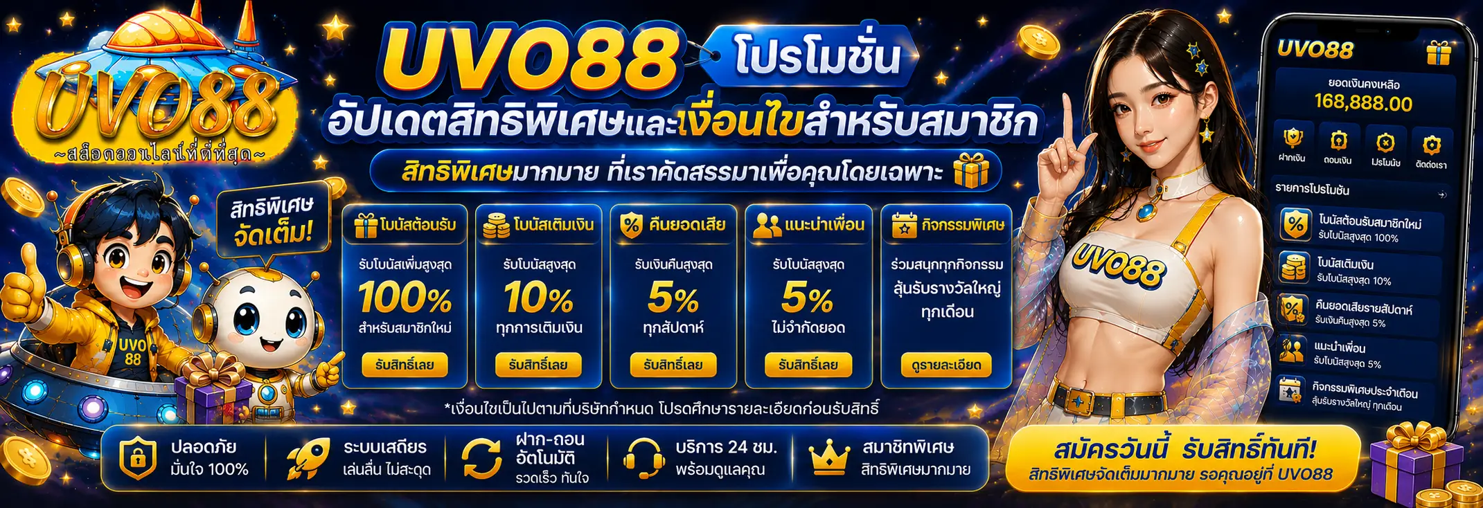 UVO88 โปรโมชั่น อัปเดตสิทธิพิเศษและเงื่อนไขสำหรับสมาชิก